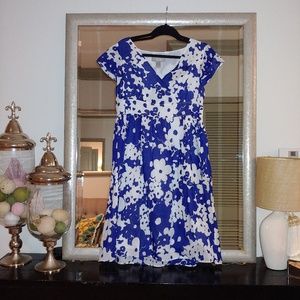 👑✅Liz Claiborne Blue/White Floral Cotton Dress